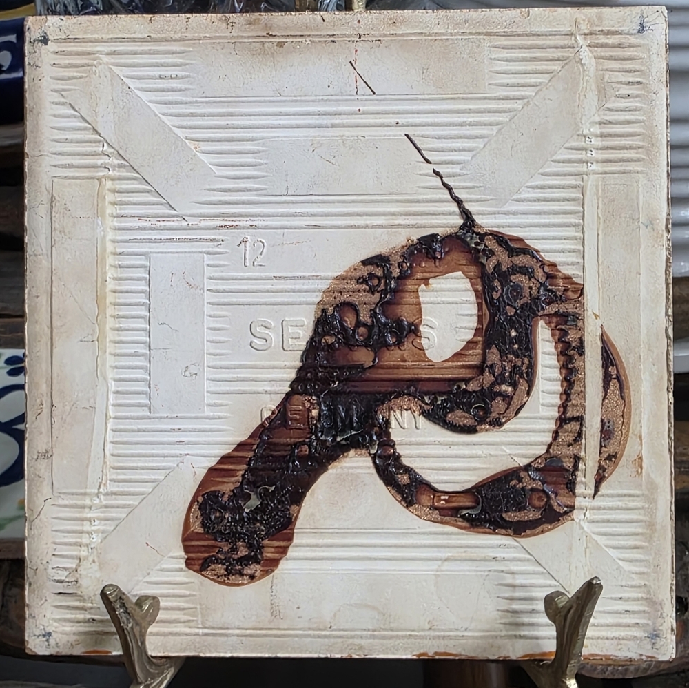Vintage German Tile Orange Brown 6"×6" MCM - Picture 2 of 2